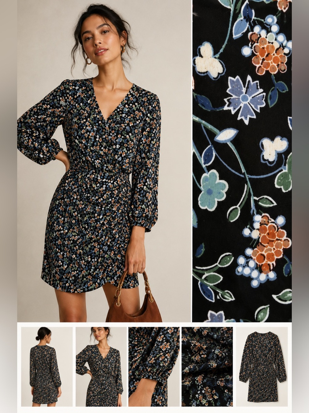 Veronica Beard Silk Floral Ruched Mini Dress Orange Blue 100% Silk S172-WFP2335